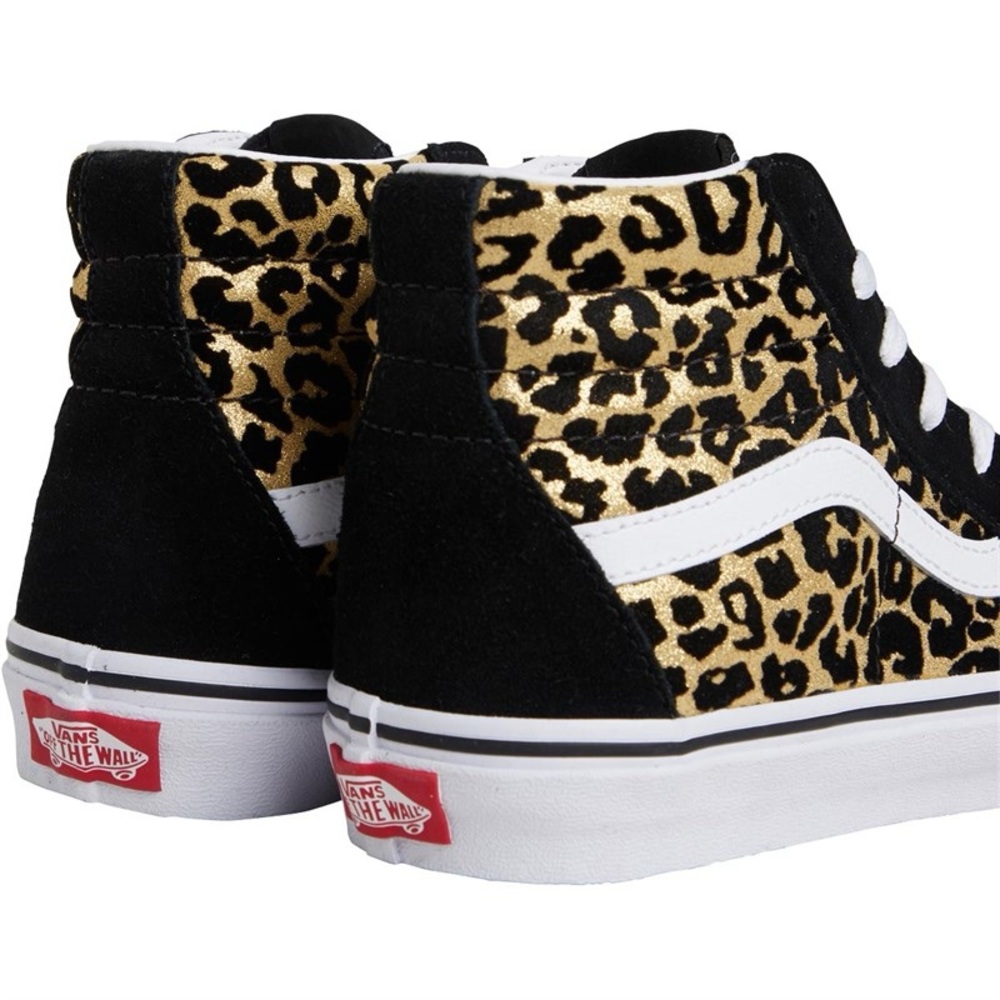 Vans Black and Gold Leopard Print Sneakers